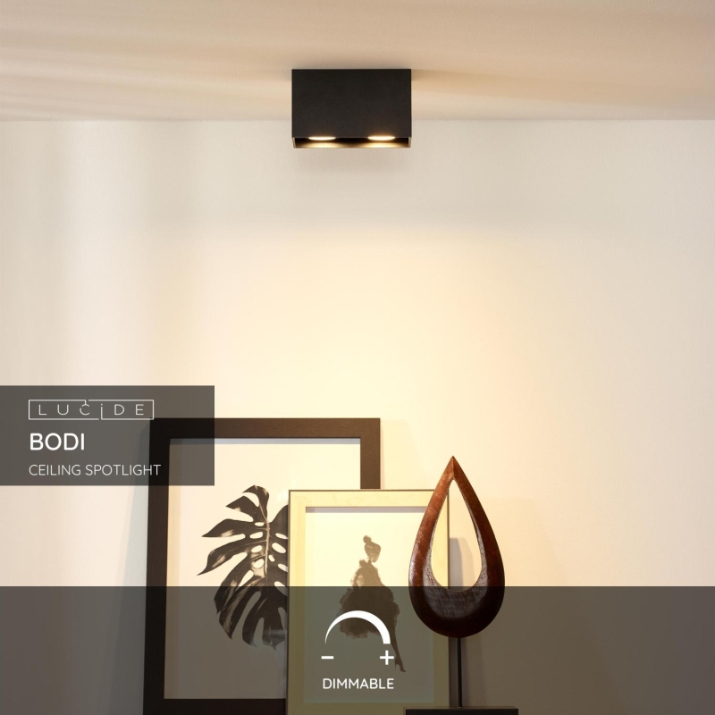 Lucide BODI - Stropné bodové svietidlo - 2xGU10 - Čierne